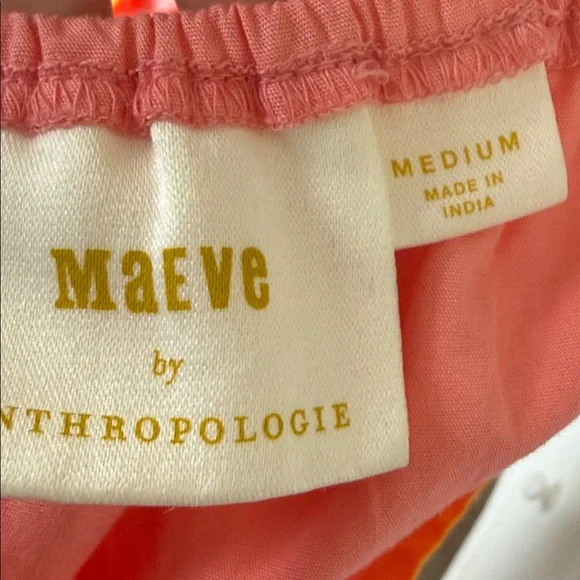 Maeve Anthropologie Pink Square-Neck Ruffle Babydoll Medium Flare sleeve Top M - Picture 9 of 10